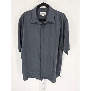 Alfani Men's Blue & White Check Rayon Blend Short Sleeve Button-Up Shirt Size XL